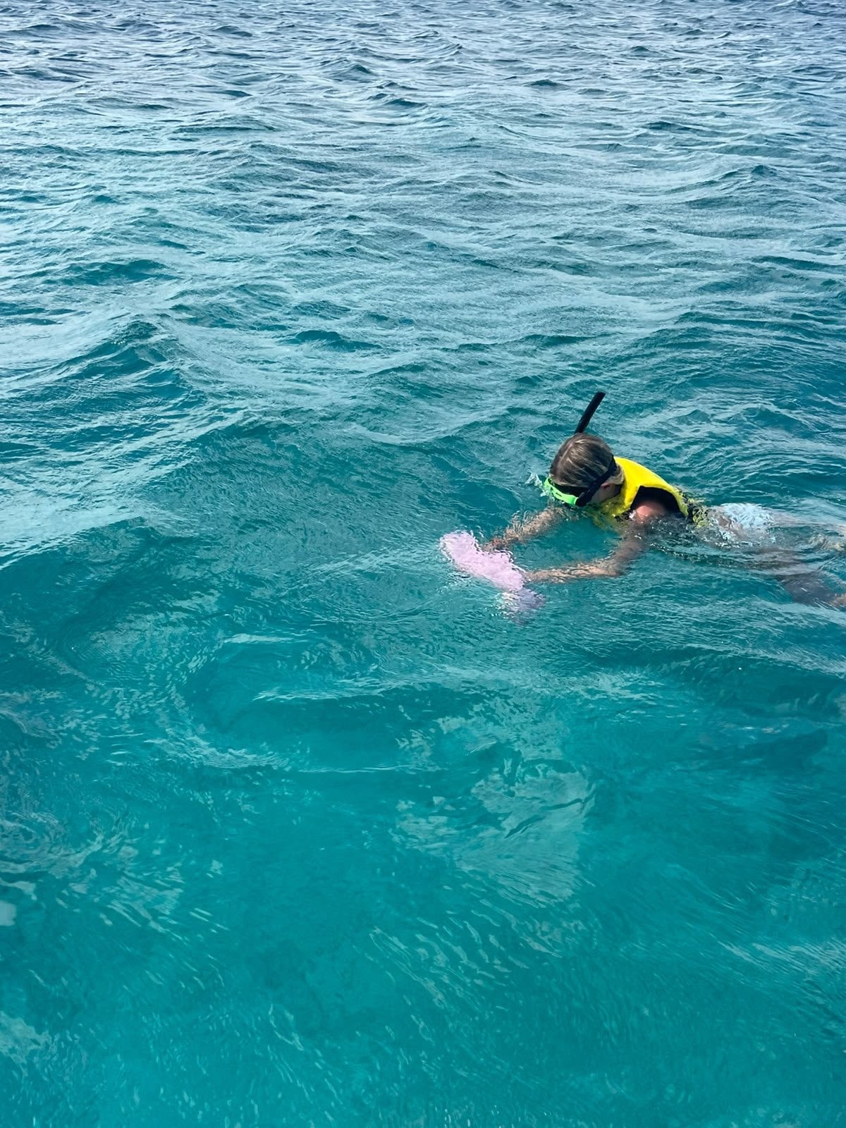 A young guest snorkeling in a life vest